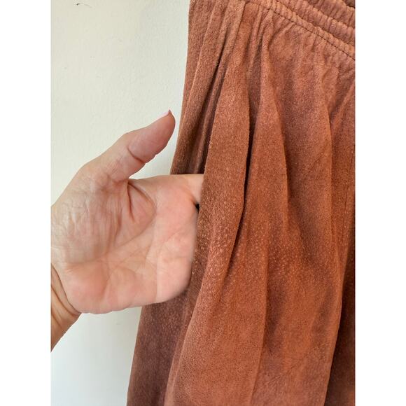G III Leather Suede Fashions Vintage A-Line Midi Skirt Brown Women's Large - Picture 4 of 11